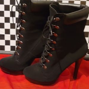 Daylene Stiletto Combat Boot in Black